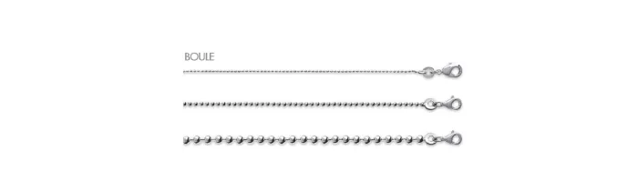 Chaînes Boules Jaseron Anglaise Haricot Argent Massif 925 CHOIX TAILLES