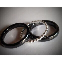 Bagues Alliances Céramique Et Argent Massif 925/1000 Taille 52 Bijoux Femme