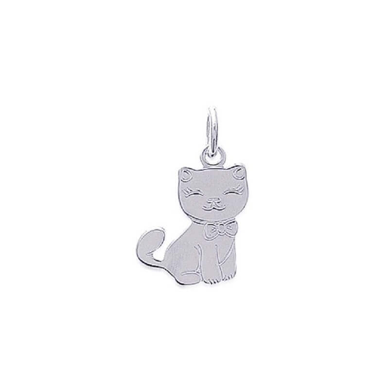 Pendentif Chaton En Argent Massif 925/1000 Bijoux Enfant