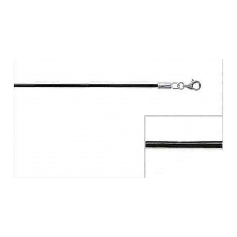 Collier cordon noir en cuir & Argent Massif 925/000  55 CM  Bijoux Neuf 