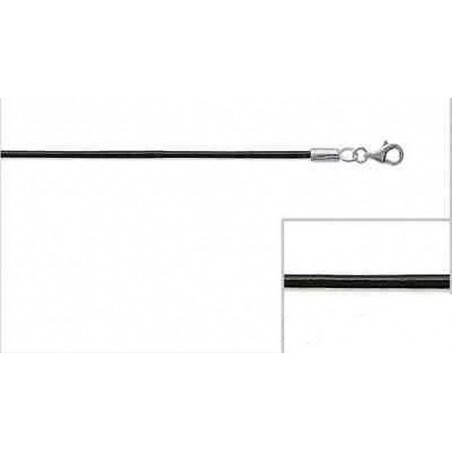 Collier cordon noir en cuir & Argent Massif 925/000  55 CM  Bijoux Neuf 