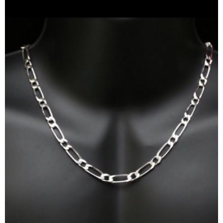 Chaîne Maille Figaro 6MM X 50CM Argent Massif 925/1000 Poinçonné  Bijoux Homme