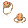 Bague Camée Rouge Et Plaqué or 18 Carats Tailles 50-52-54-56-58-60-62-64-66-68