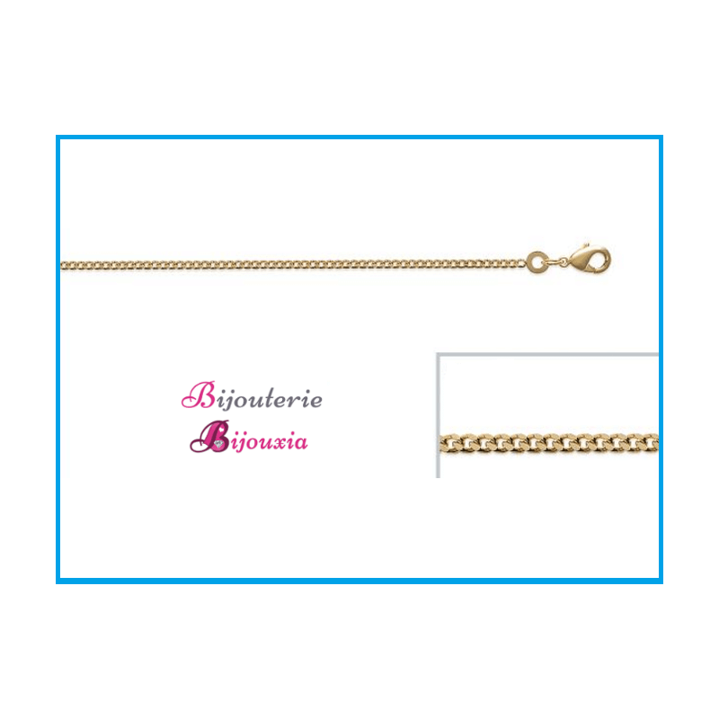 Chaîne de Cou - Femme - Maille Gourmette - Fine - 45 cm - 1,3 mm - Plaqué Or Jaune 750/1000 - 3 Microns Doré - Achat / Vente chaine de cou