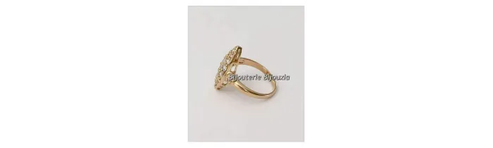 Bague MARQUISE ZIRCONIUM  Plaqué or 18 CARATS 750/1000 5 Microns Bijoux Femme 
