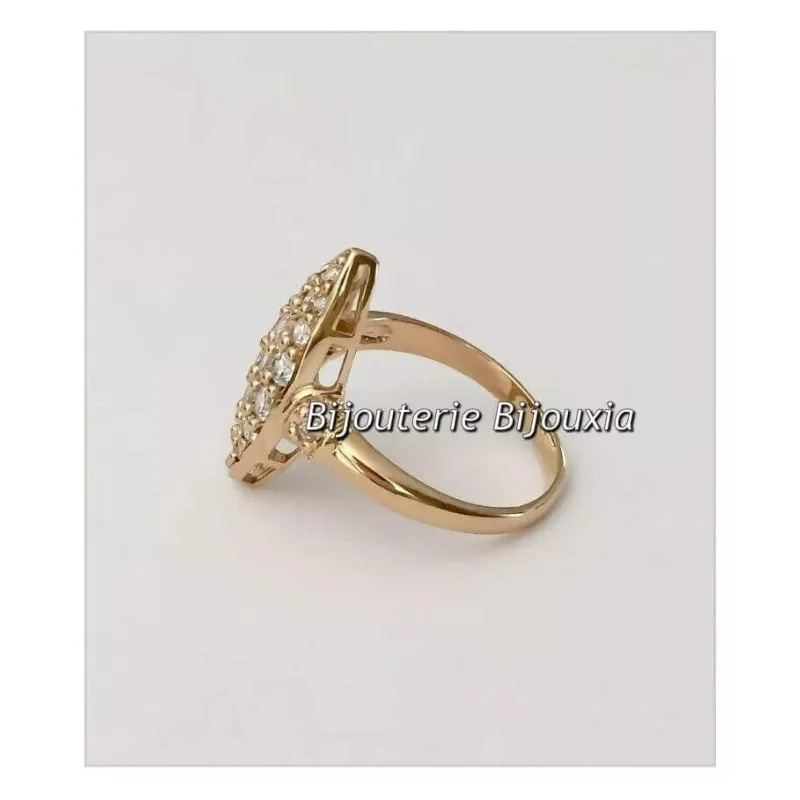 Bague Princesse Marquise ZIRCONIUM Plaqué or 18 CARATS 750/1000 Tailles 50 à 64