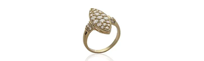 Bague MARQUISE ZIRCONIUM  Plaqué or 18 CARATS 750/1000 5 Microns Bijoux Femme