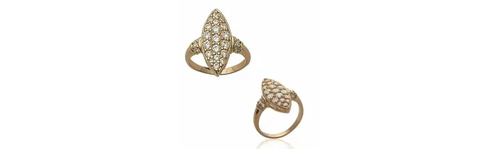 Bague MARQUISE ZIRCONIUM  Plaqué or 18 CARATS 750/1000 5 Microns Bijoux Femme