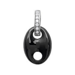 Collier + Pendentif Grain De Café Céramique Cubic De Zirconium Et Argent Massif