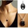 Collier + Pendentif Grain De Café Céramique Cubic De Zirconium Et Argent Massif