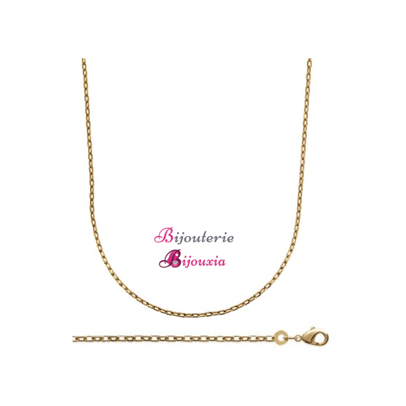 Chaîne Maille Forçat 2,25MM  Plaqué or 18 CARATS  Longueur au choix BIJOUX MIXTE