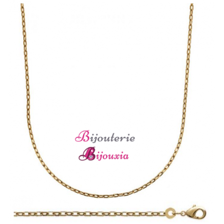 Chaîne Maille Forçat 2,25MM  Plaqué or 18 CARATS  Longueur au choix BIJOUX MIXTE