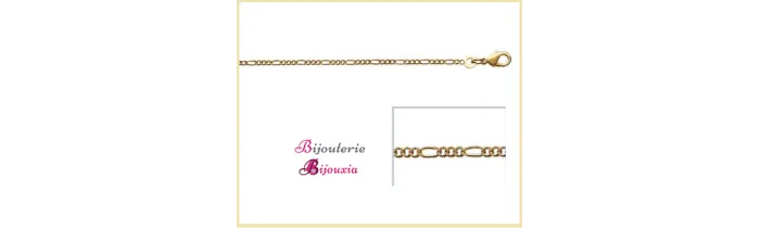 Chaîne Fine Maille Figaro 50cm  Plaqué or 18 Carats Garanti 10 ans  Bijoux Mixte
