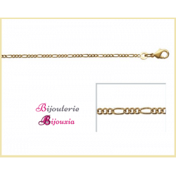 Chaîne Fine Maille Figaro 55cm  Plaqué or 18 Carats Garanti 10 ans  Bijoux Mixte
