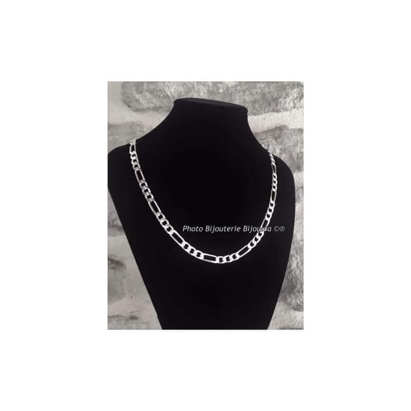 Chaîne Maille Figaro  6,5 MM X 55 CM Argent Massif 925/1000 Bijoux Homme
