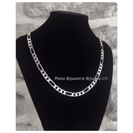 Chaîne Maille Figaro  6,5 MM X 55 CM Argent Massif 925/1000 Bijoux Homme
