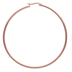 Grandes Créoles Lisses  7cm Acier Inoxydable 316L- PVD Rose Bijoux Femme