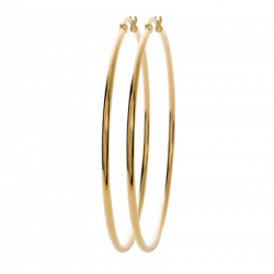 Grandes Créoles Lisses 5cm Acier Inoxydable 316L PVD Doré  Bijoux Femme
