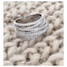 Bague Multi Rangs ZIRCONIUM Entrelacés  Argent Massif 925/000 Rhodié CHOIX