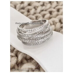 Bague Multi Rangs ZIRCONIUM Entrelacés  Argent Massif 925/000 Rhodié CHOIX