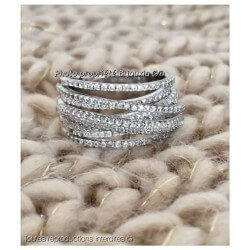 Bague Multi Rangs ZIRCONIUM Entrelacés  Argent Massif 925/000 Rhodié CHOIX