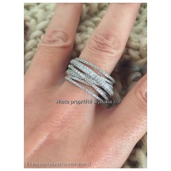 Bague Multi Rangs ZIRCONIUM Entrelacés  Argent Massif 925/000 Rhodié CHOIX