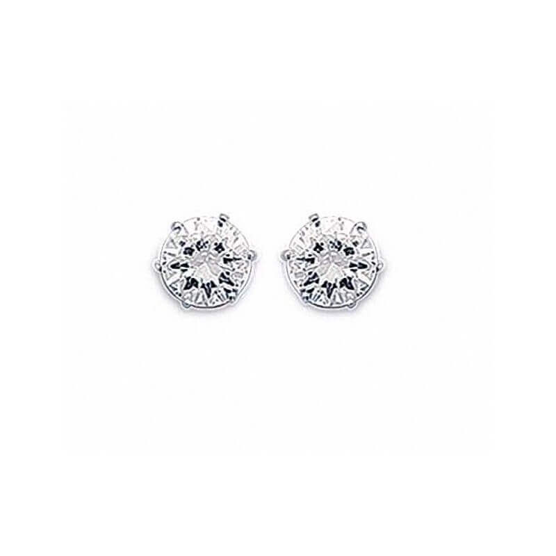 Boucle D'oreilles Puces Zirconium 7MM Argent Massif 925/000 Rhodié Bijoux Homme