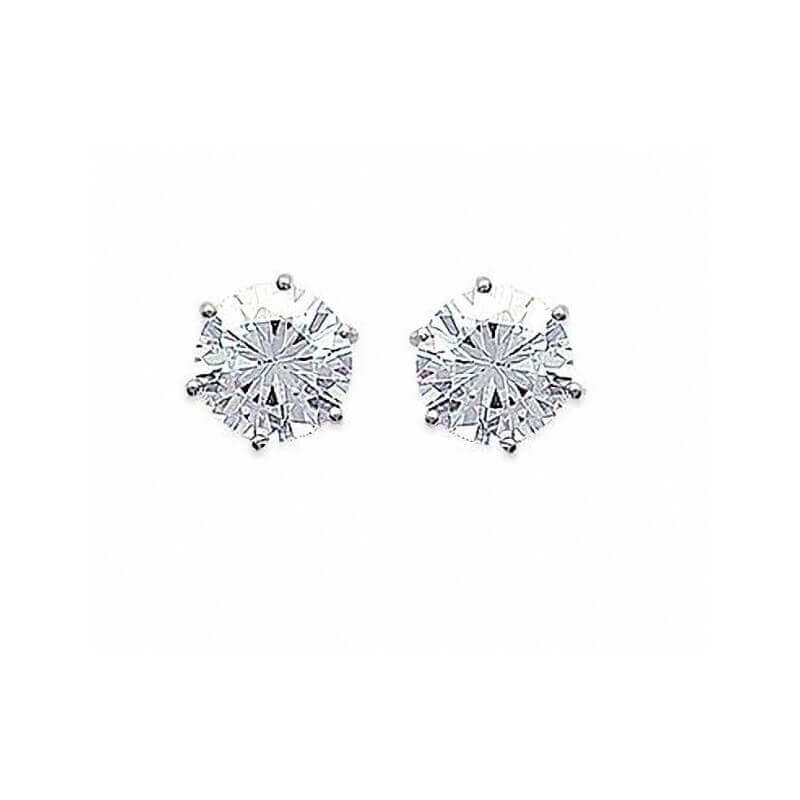 Boucle D'oreilles Puces Zirconium 8MM Argent Massif 925/000 Rhodié Bijoux Homme