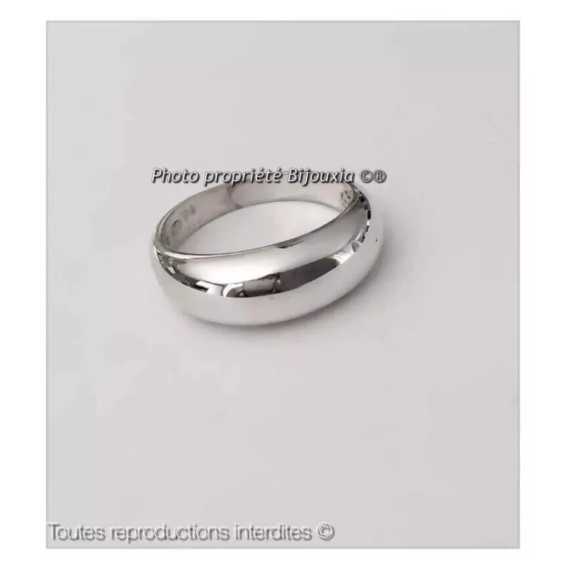 Alliance En Argent Massif 925 Rhodié - Taille 68 Jonc Bombé Lisse 6 Mm - Neuf Dolly-Bijoux