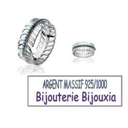 Bague Feuille Turquoise Empierrée Argent Massif 925/1000 Bijoux T50-52-54-56-58