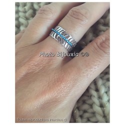 Bague Feuille Turquoise Empierrée Argent Massif 925/1000 Bijoux T50-52-54-56-58