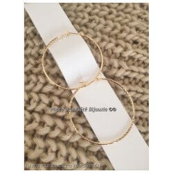 Grandes Créoles 6cm Torsadées Plaqué Or 18 Carats  3 Microns Bijoux Femme