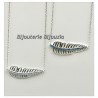 Collier Pendentif Feuille Pierres Turquoises Argent Massif 925/1000 Bijoux Femme