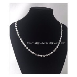 Chaîne Maille Grain De Café 50 cm Argent 925/1000 Neuf Étiquette Bijoux Femme