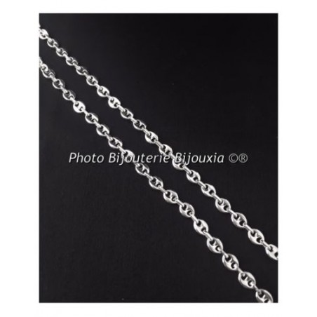 Chaîne Maille Grain De Café 50 cm Argent 925/1000 Neuf Étiquette Bijoux Femme