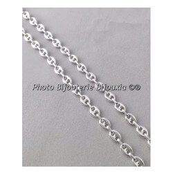 Chaîne Maille Grain De Café 50 cm Argent 925/1000 Neuf Étiquette Bijoux Femme