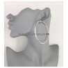 Boucles D'oreilles Créoles  7 cm Fil carré Argent Massif 925/1000 Bijoux Femme