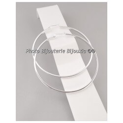 Boucles D'oreilles Créoles  7 cm Fil carré Argent Massif 925/1000 Bijoux Femme