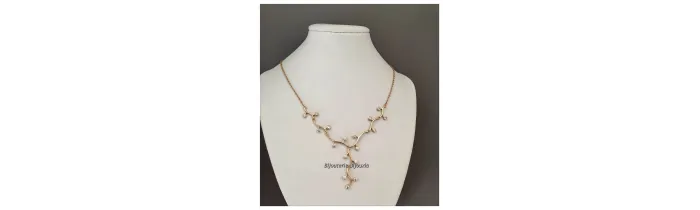 Collier Branches 17 Cristaux ZIRCONIUM Plaqué Or 18 carats 750/1000 Bijoux femme