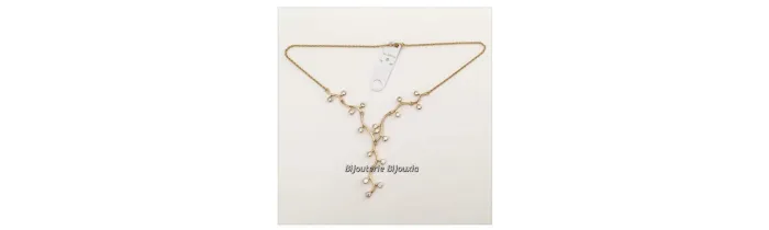 Collier Branches 17 Cristaux ZIRCONIUM Plaqué Or 18 carats 750/1000 Bijoux femme