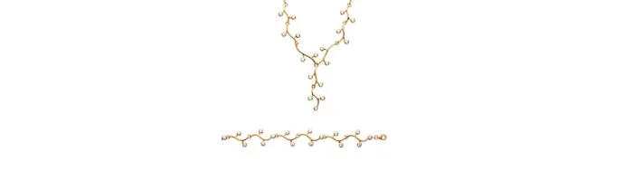 Collier Branches 17 Cristaux ZIRCONIUM Plaqué Or 18 carats 750/1000 Bijoux femme