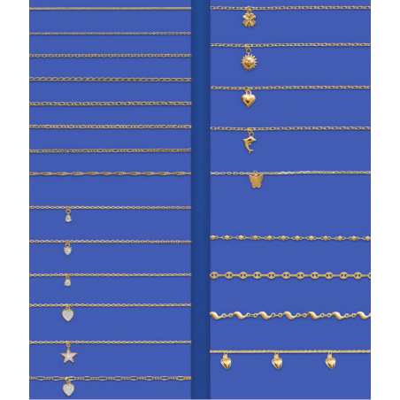 Chaînes Cheville en Plaqué or 18 Carats Large CHOIX de modèles et de Mailles