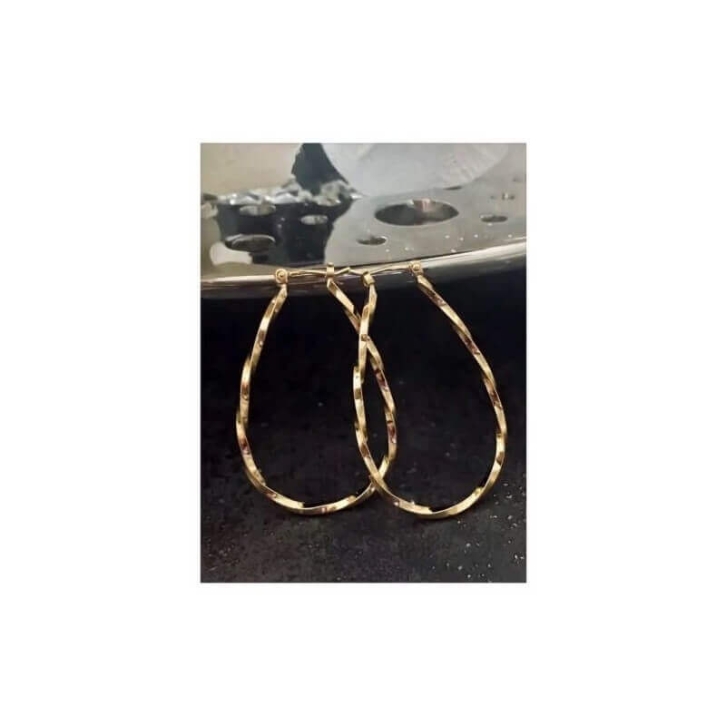 Boucles D'oreilles Créoles Torsadées Plaqué Or Garanti Bijoux Femme