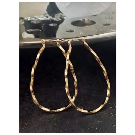 Boucles D'oreilles Créoles Torsadées Plaqué Or Garanti Bijoux Femme