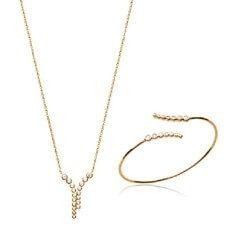 Bracelet Jonc Ouvert Cascade de ZIRCONIUM Plaqué or 18 CARATS  Bijoux Femme