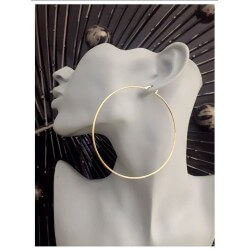 Boucles D'oreilles Grandes Créoles 8 CM  Plaqué Or 18 Carats NEUF