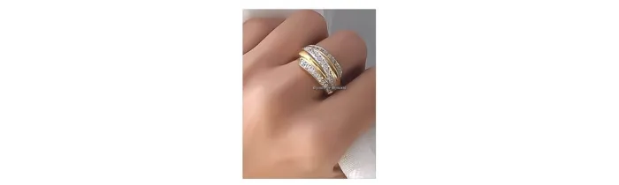 Bague Large Rang ZIRCONIUM Plaqué or 18 Carats 5 Microns - Bijoux NEUF 