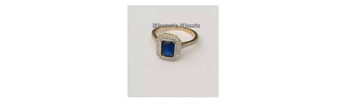 Bague CZ Saphirs ZIRCONIUM Plaqué or 18 Carats 5 Microns  Bijoux NEUF 