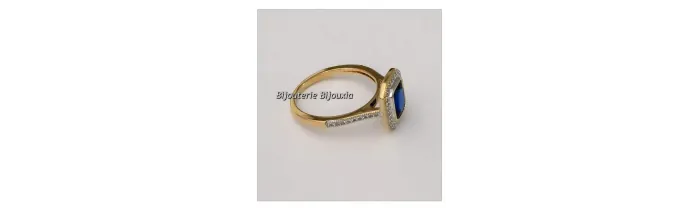 Bague CZ Saphirs ZIRCONIUM Plaqué or 18 Carats 5 Microns  Bijoux NEUF 