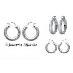 Boucles D'oreilles Créoles Épaisses Argent Massif 925/000 Neuf Bijoux Femme